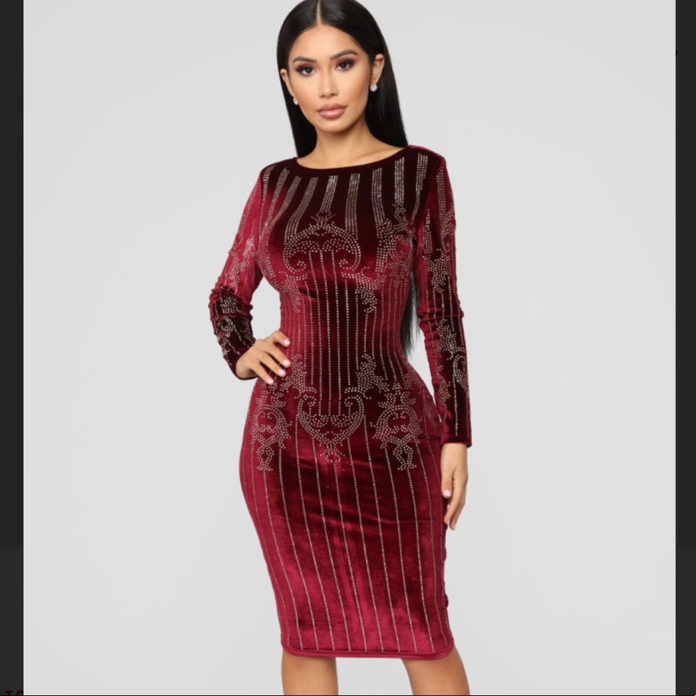 Studded velvet midi dress